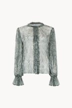 Micro flowers printed chiffon shirt