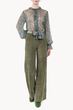 Micro flowers printed chiffon shirt