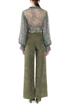 Micro flowers printed chiffon shirt