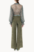 Micro flowers printed chiffon shirt