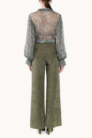 Camicia in chiffon stampato con micro fiori
