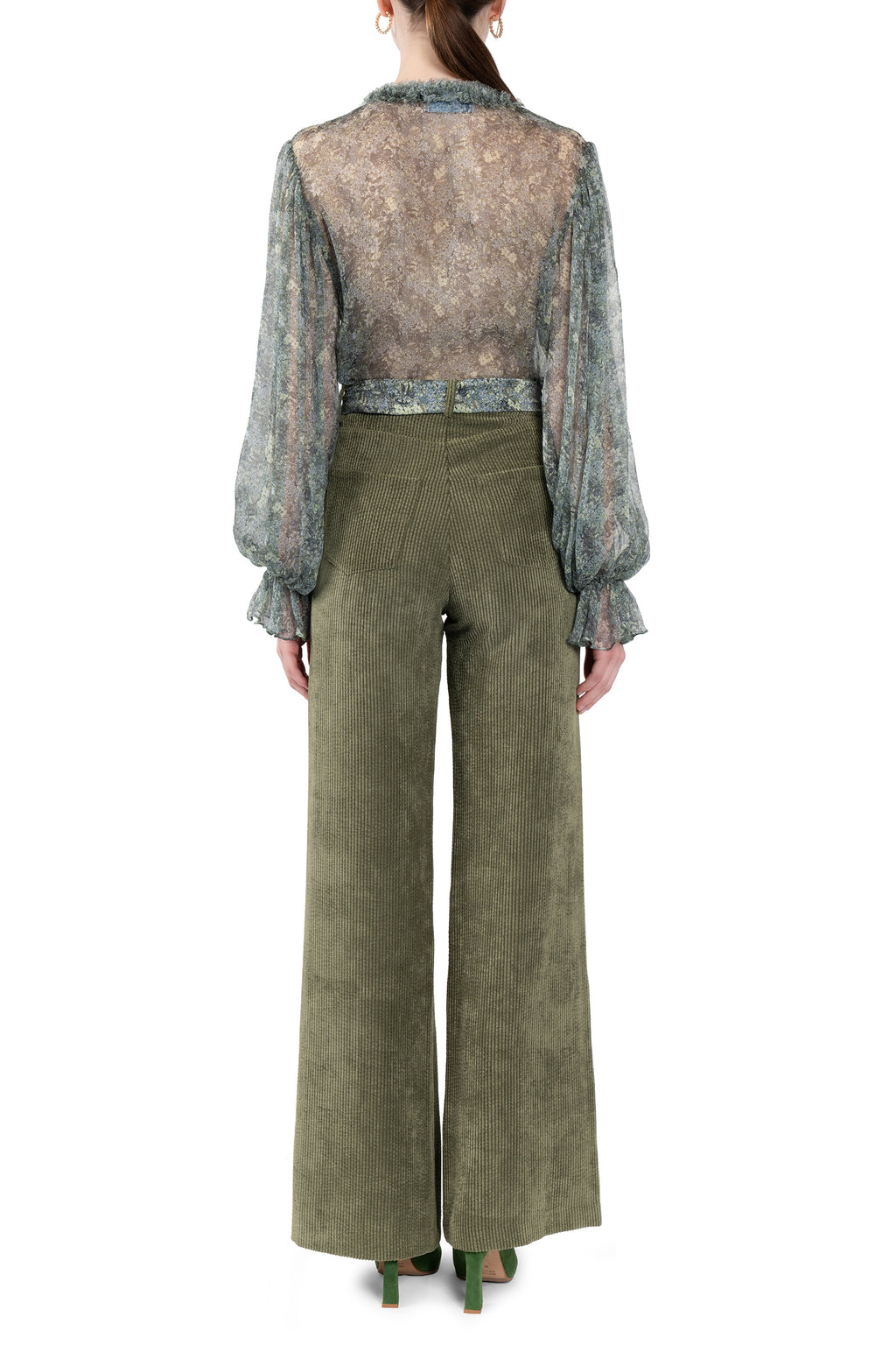 Micro flowers printed chiffon shirt