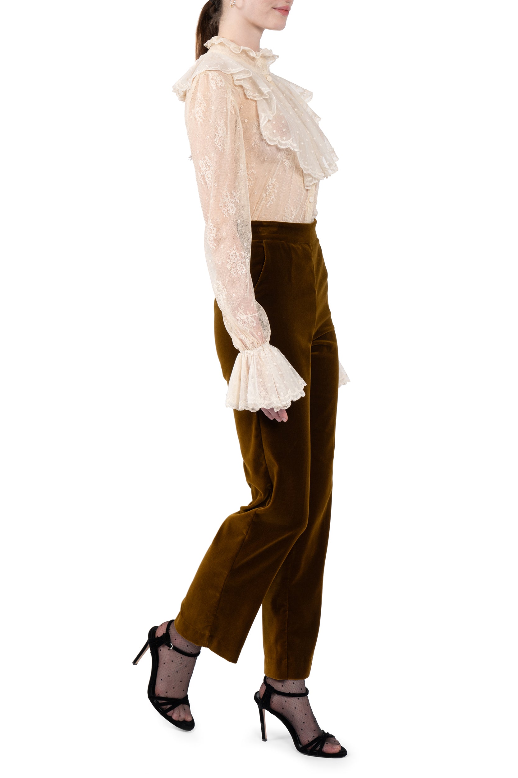Camicia con ruches in pizzo
