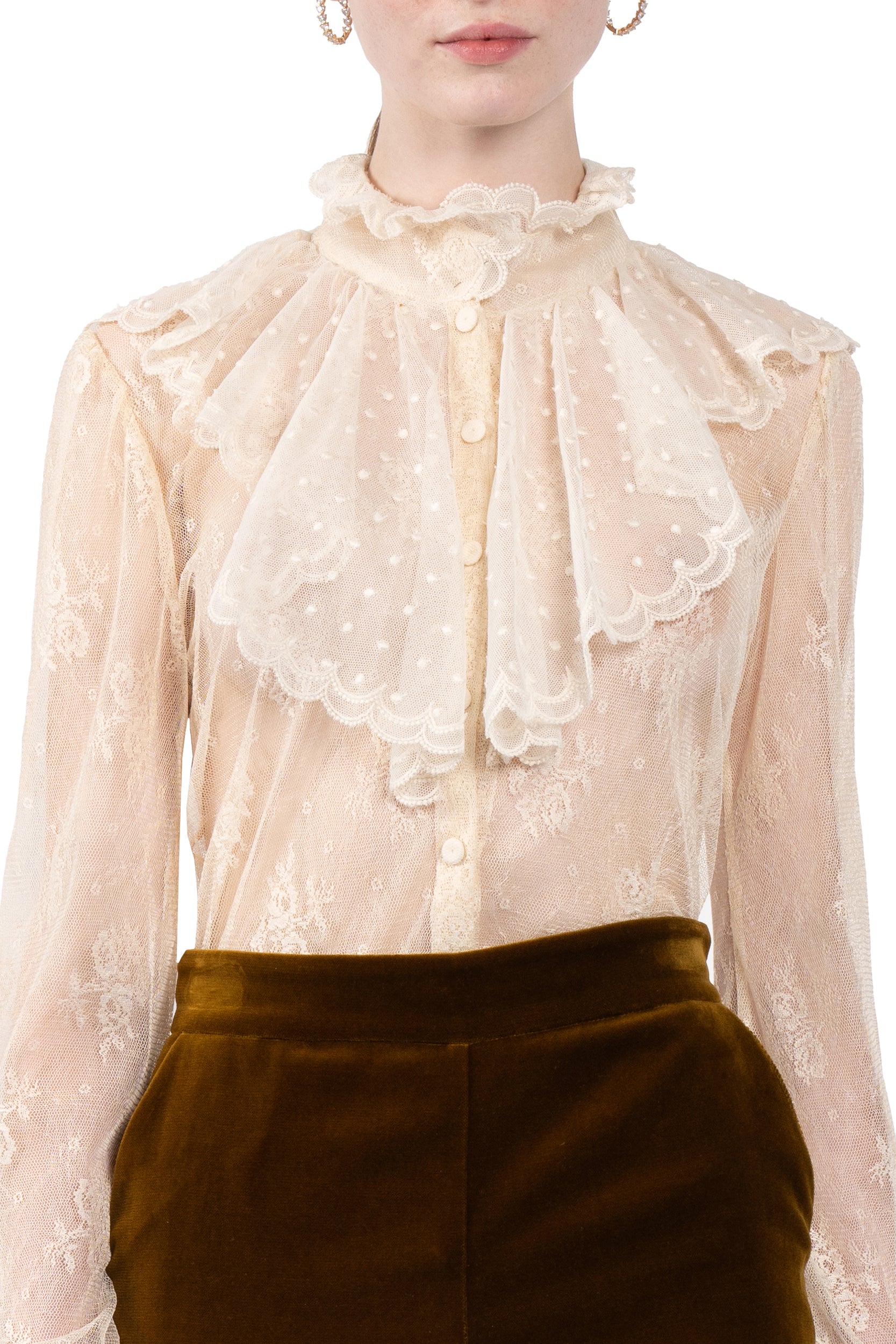 Camicia con ruches in pizzo