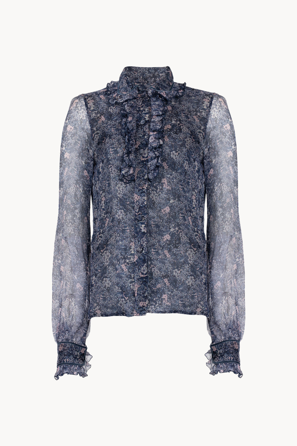 Chiffon Printed Shirt With Ruches