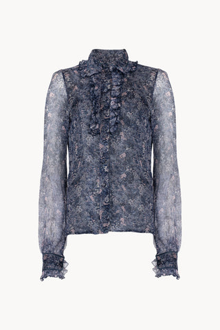 Chiffon Printed Shirt With Ruches