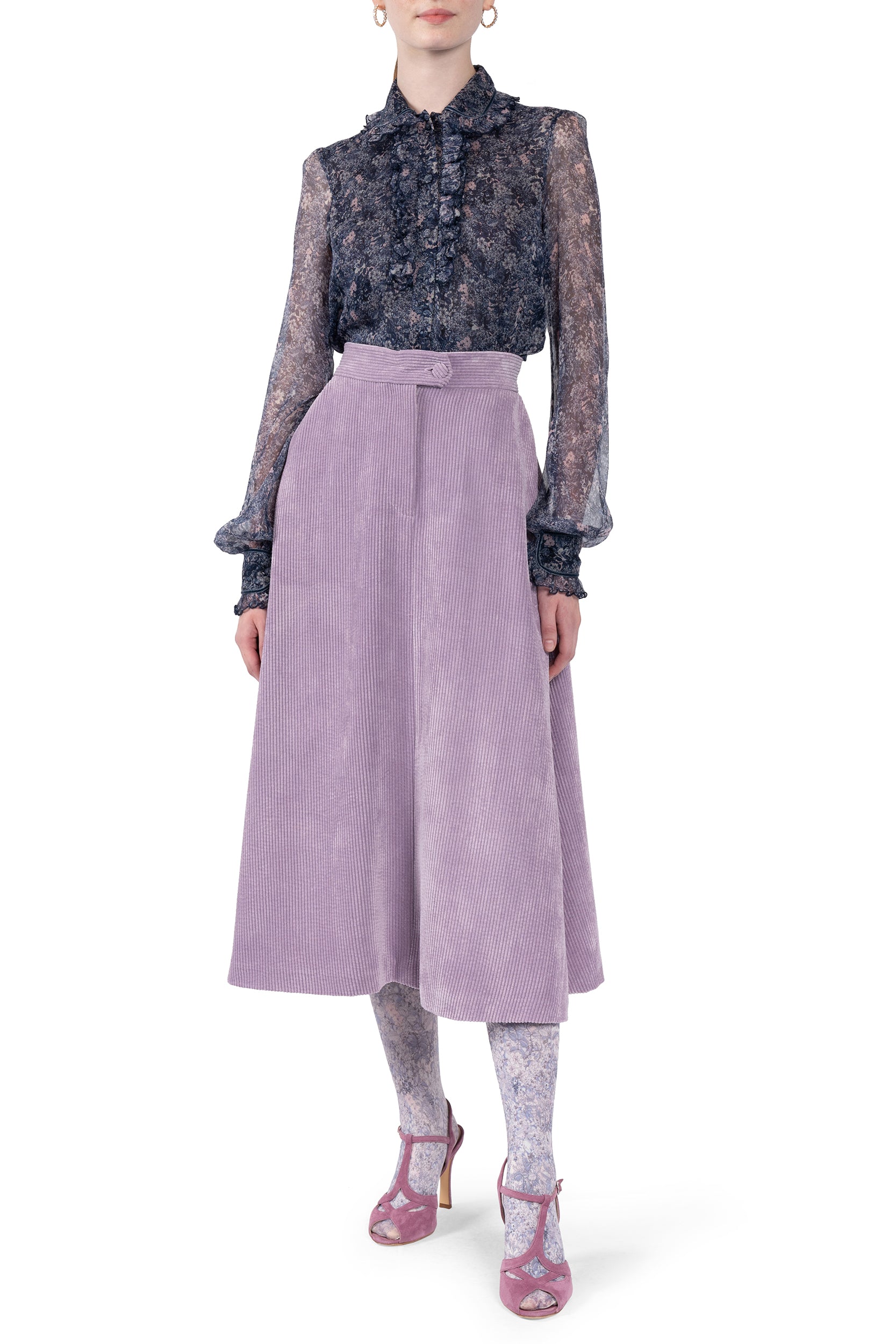 Chiffon Printed Shirt With Ruches