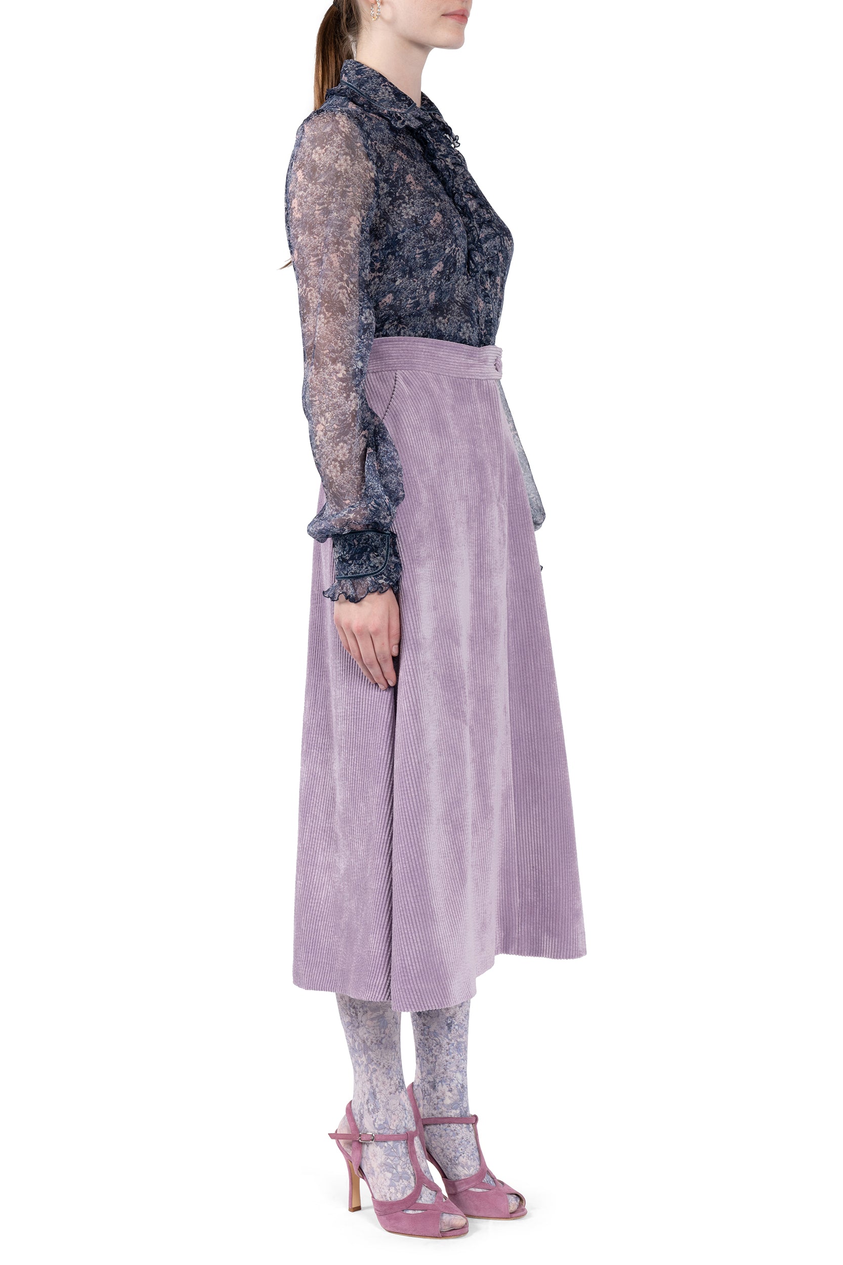 Chiffon Printed Shirt With Ruches