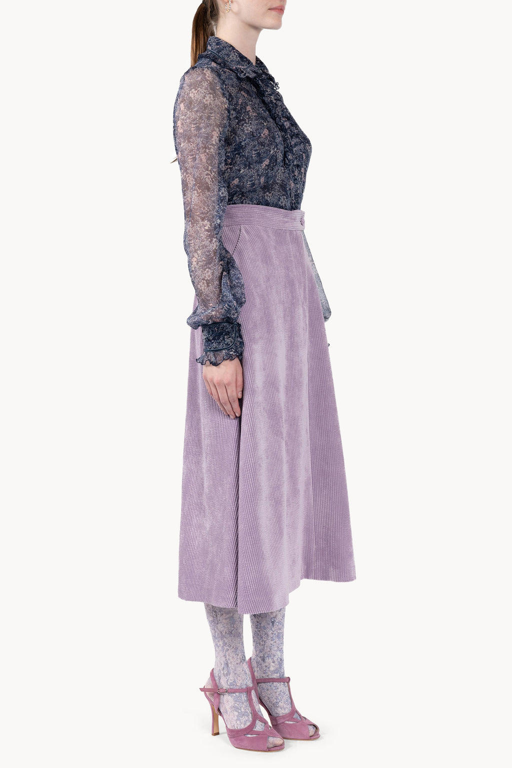 Chiffon Printed Shirt With Ruches