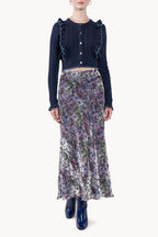 Printed Floral Velvet Devore' Skirt