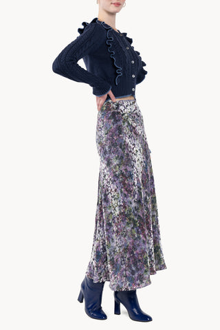 Printed Floral Velvet Devore' Skirt