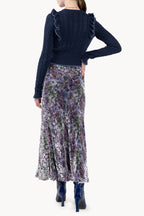 Printed Floral Velvet Devore' Skirt