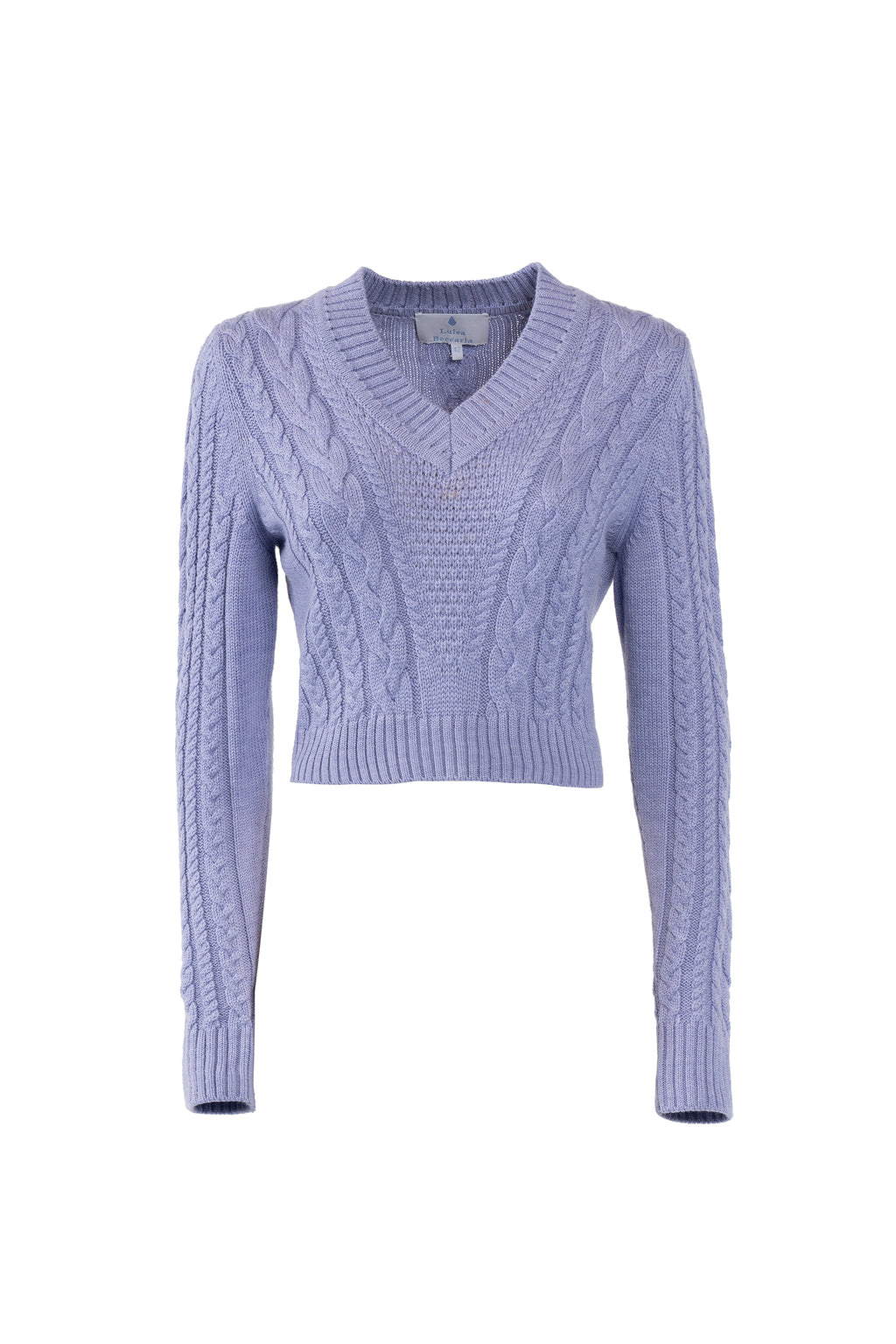 V-neck braided sweater