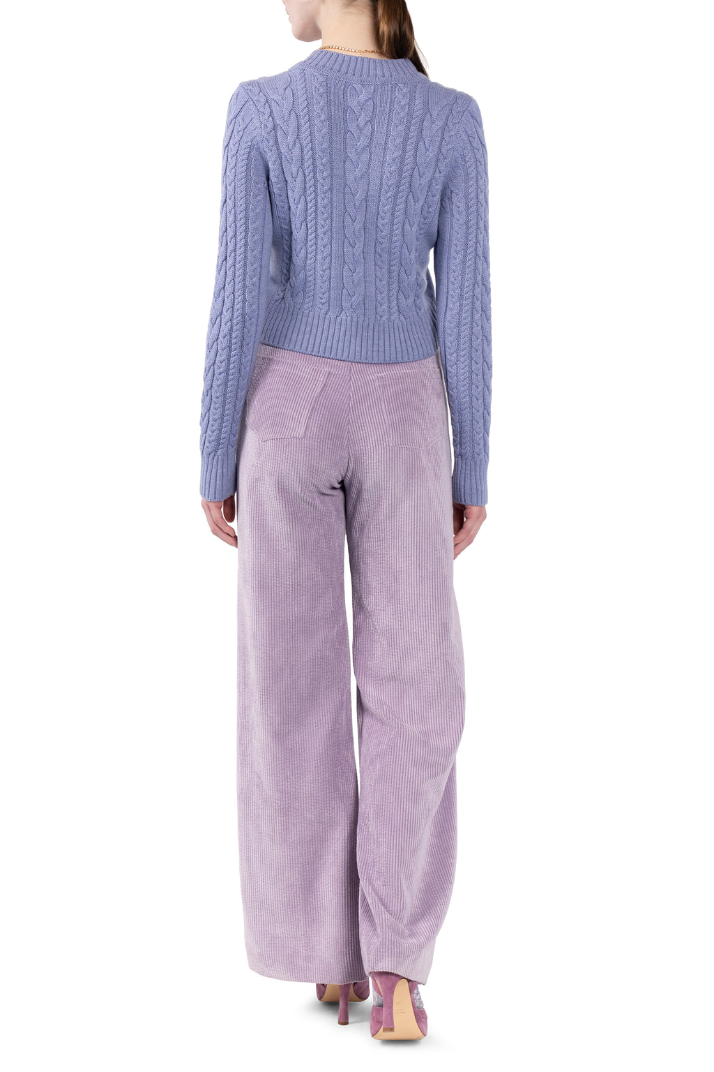 V-neck braided sweater