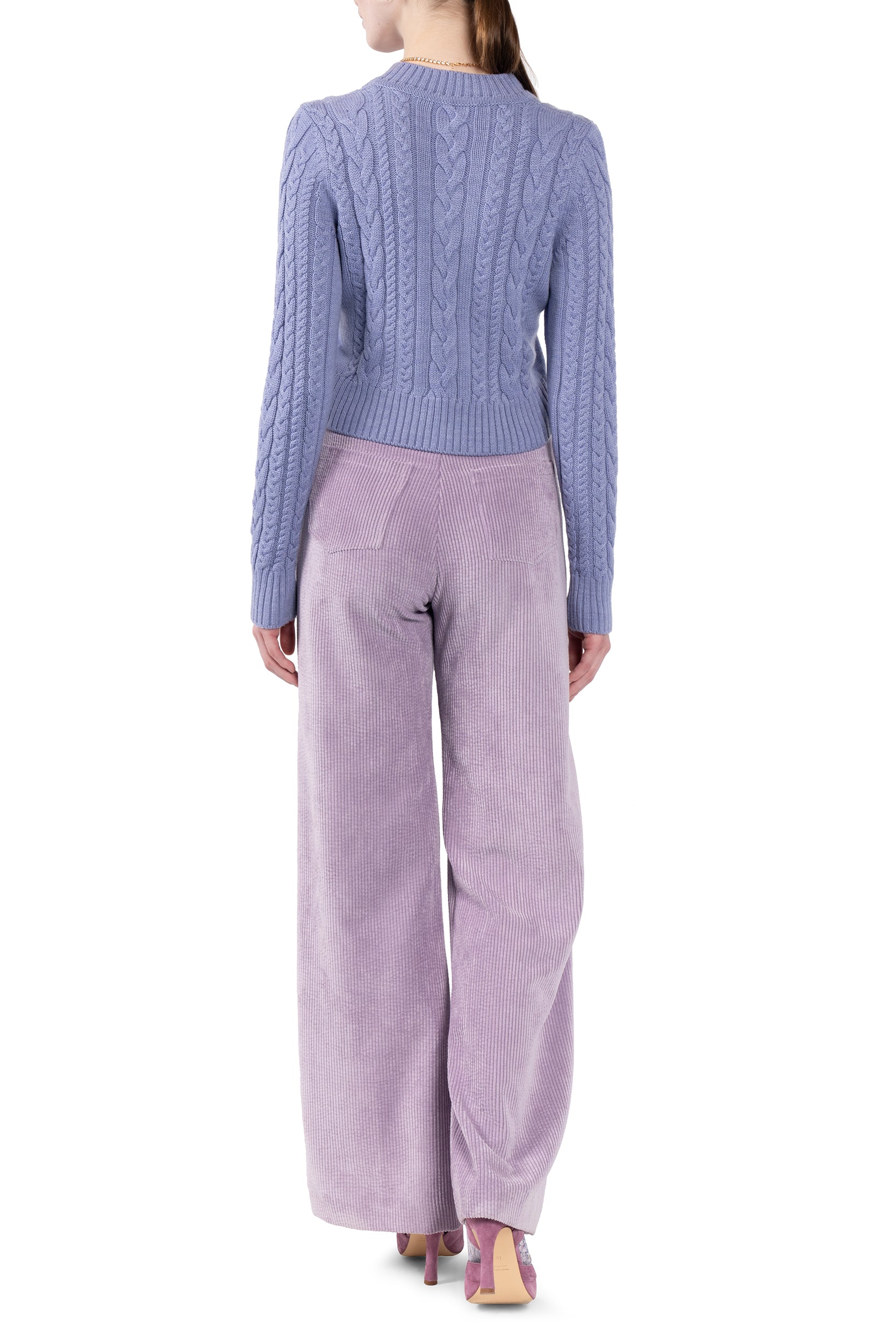 V-neck braided sweater