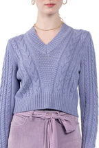 V-neck braided sweater