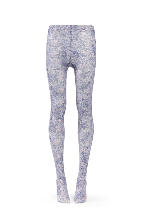 Blue Micro flowers print tights