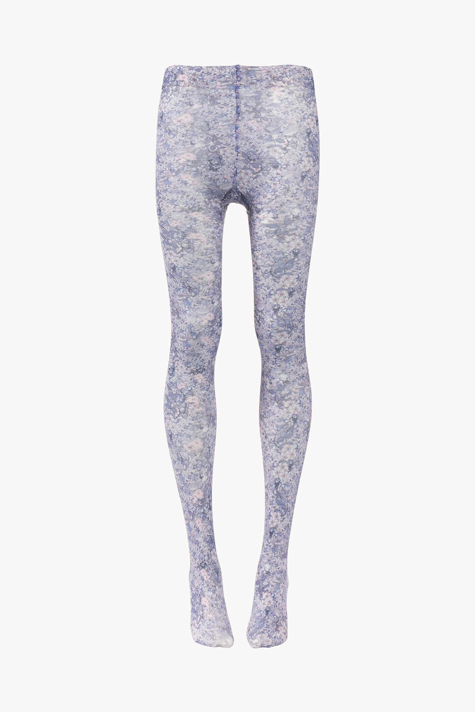 Collant blu con stampa di micro fiori