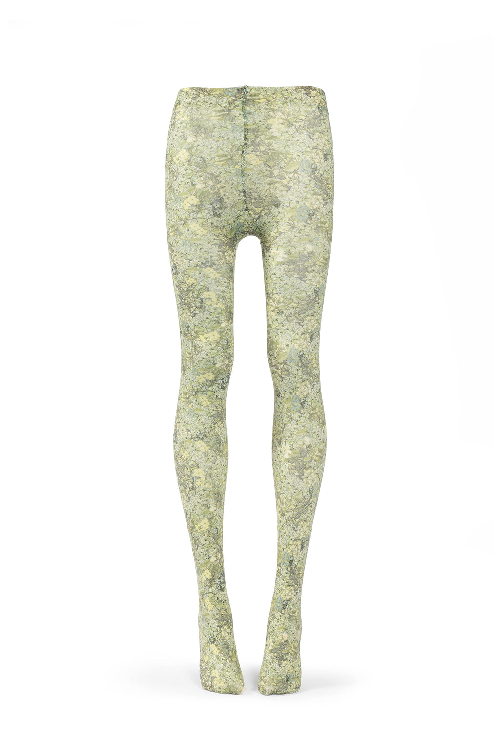 Green Micro flowers print tights