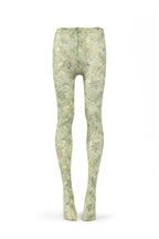 Green Micro flowers print tights