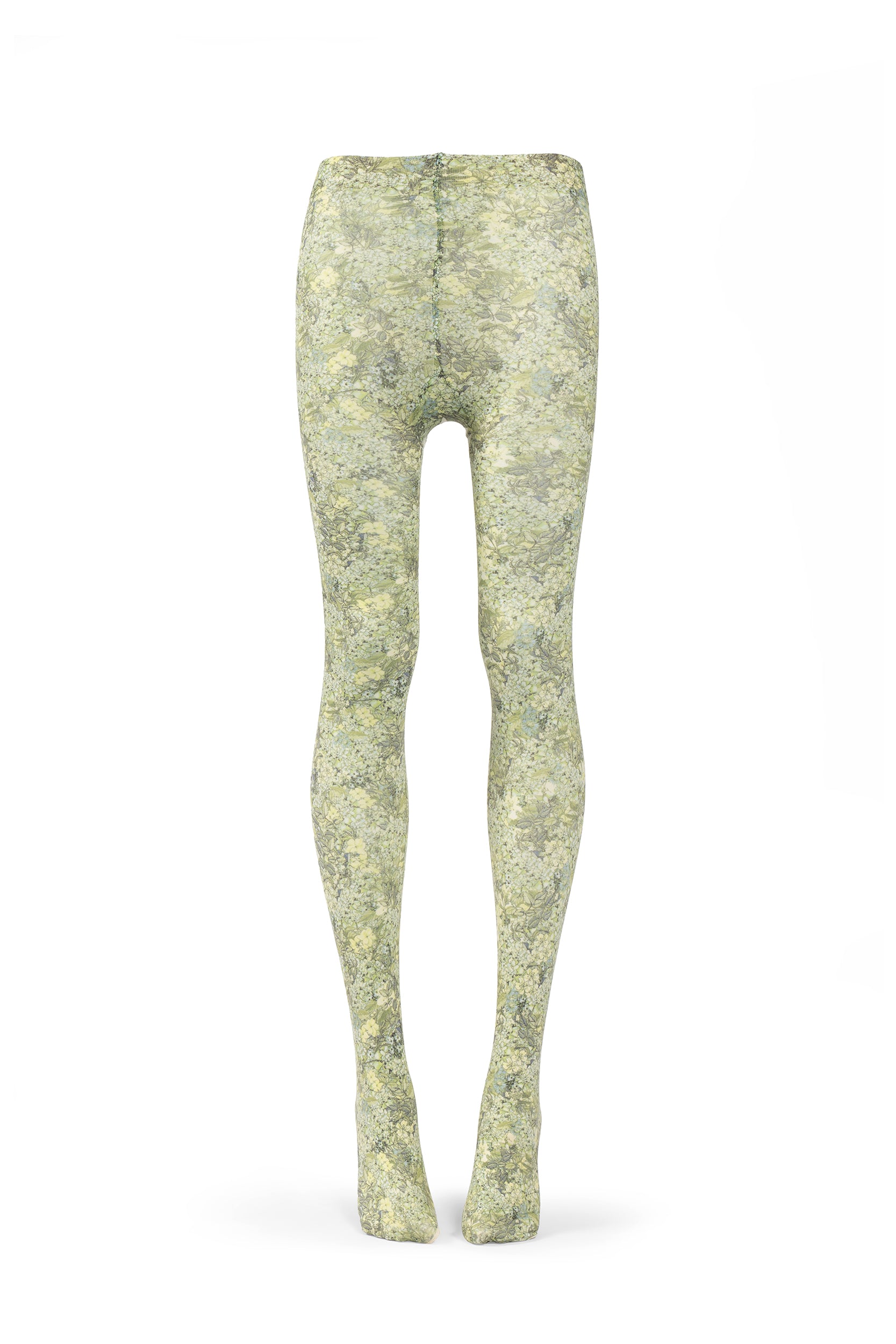 Green Micro flowers print tights