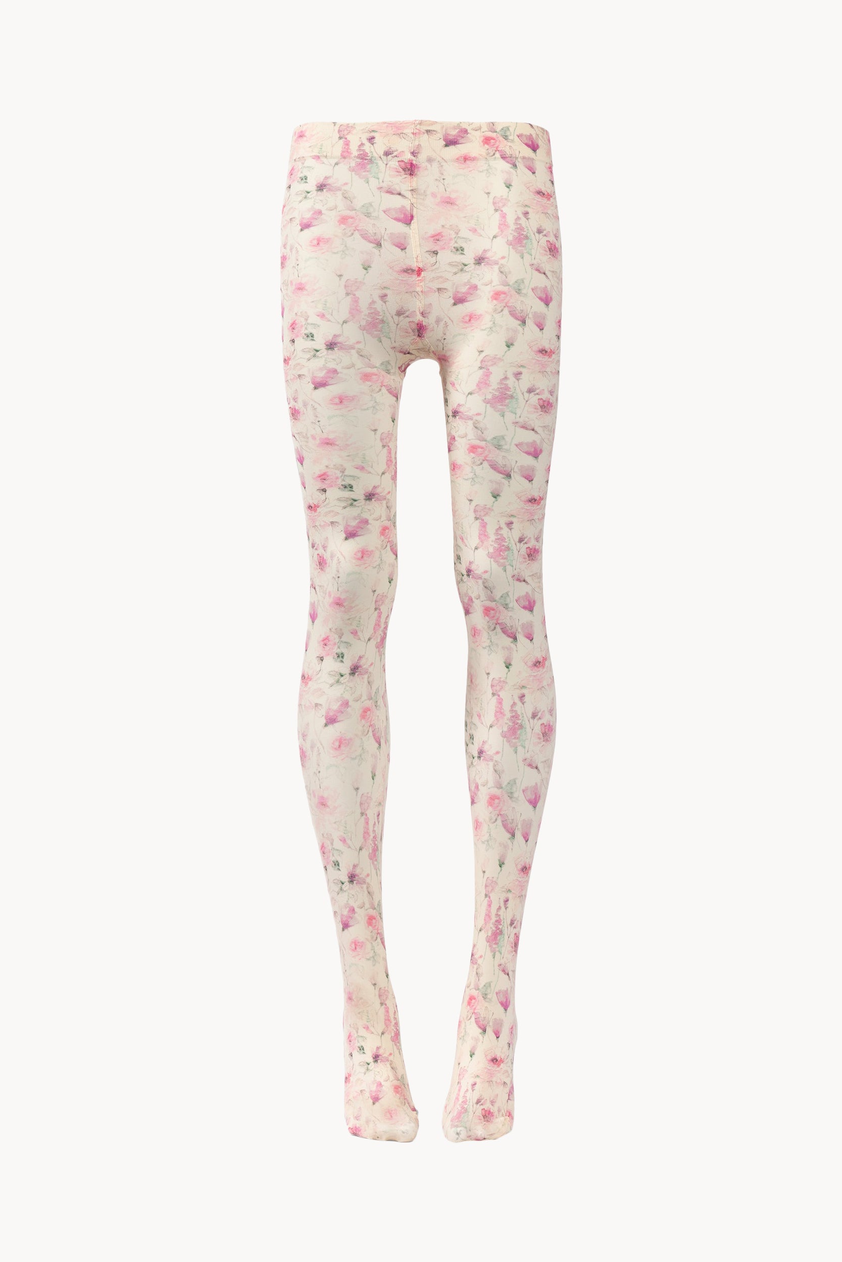 Collant crema con stampa di rose selvatiche