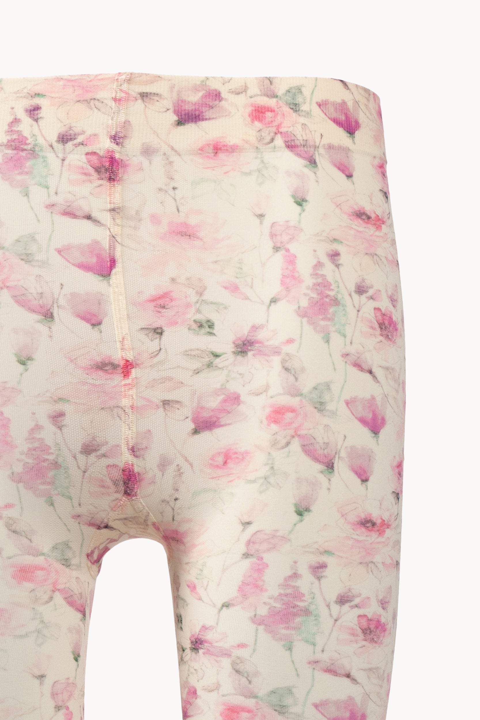 Collant crema con stampa di rose selvatiche