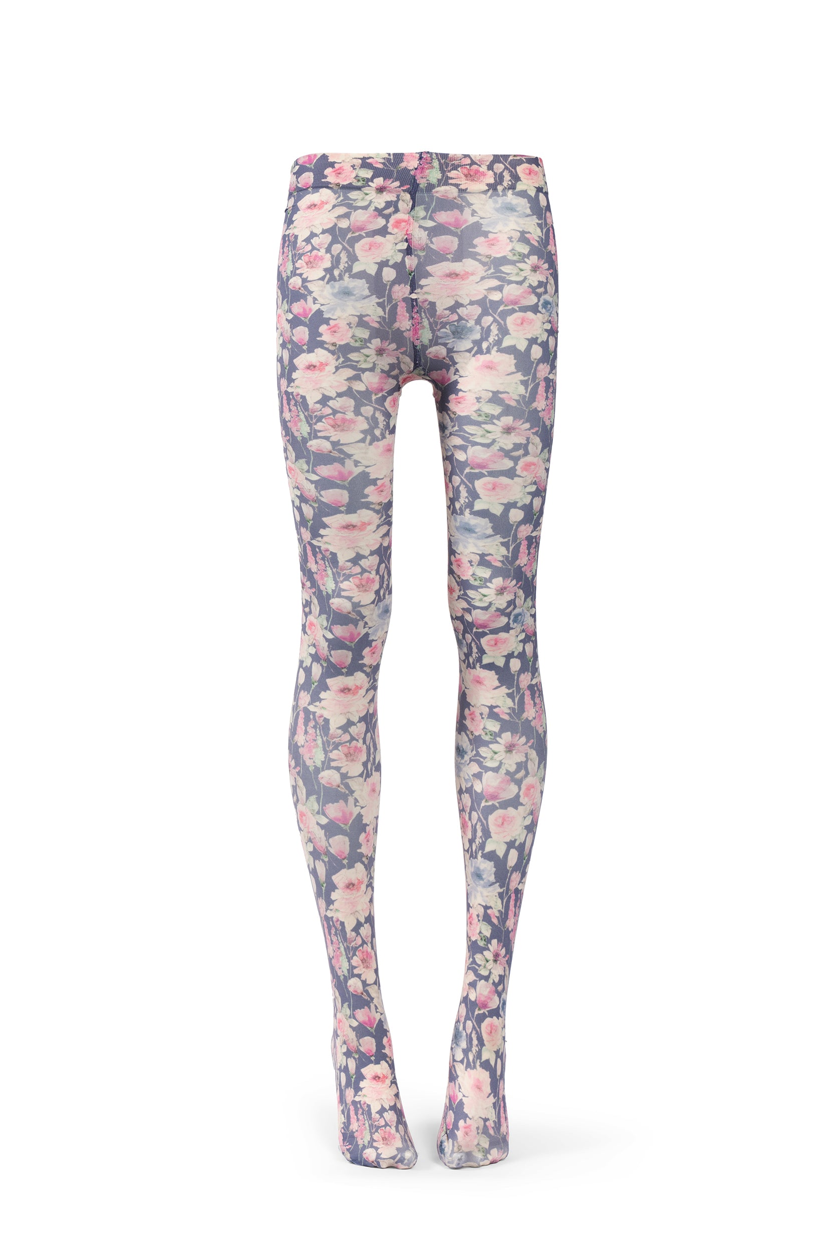 Wild rose blue print tights