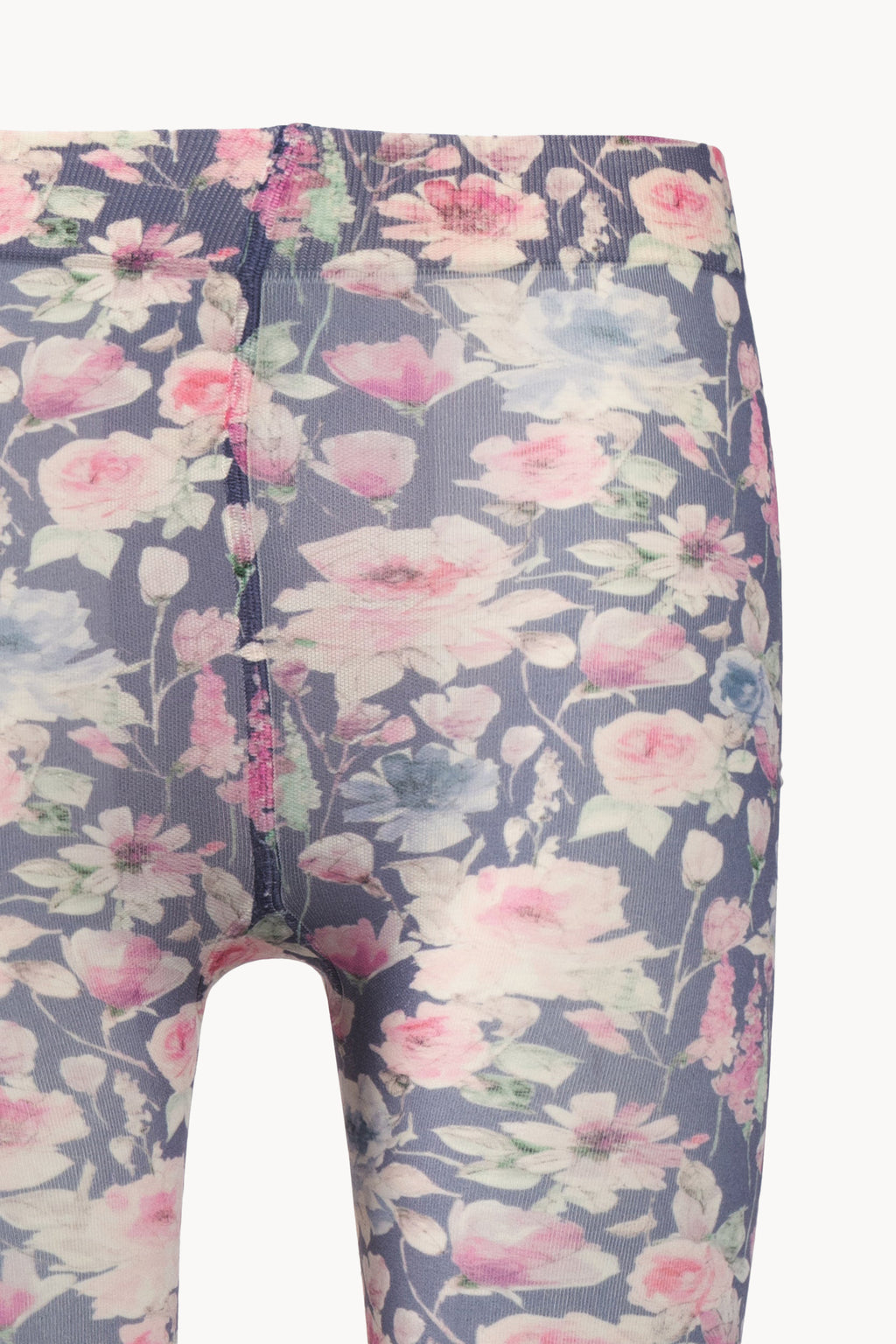 Collant blu con stampa di rose selvatiche
