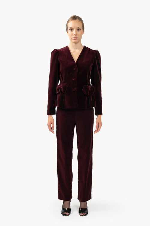 Pantaloni Sigaretta di Velluto Borgogna