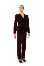 Burgundy Velvet Cigarette Pants