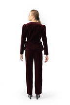 Burgundy Velvet Cigarette Pants