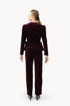 Burgundy Velvet Cigarette Pants