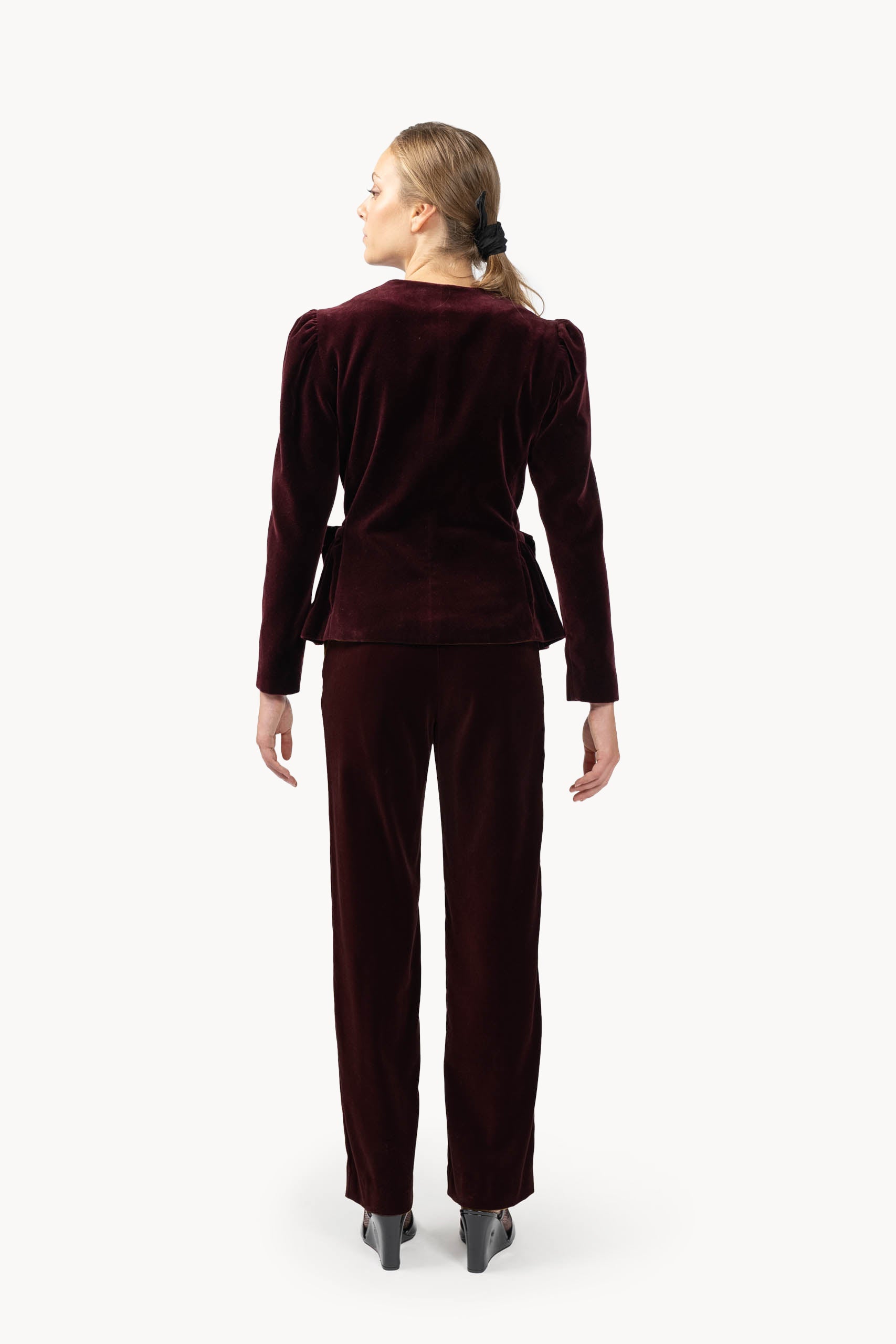 Burgundy Velvet Cigarette Pants
