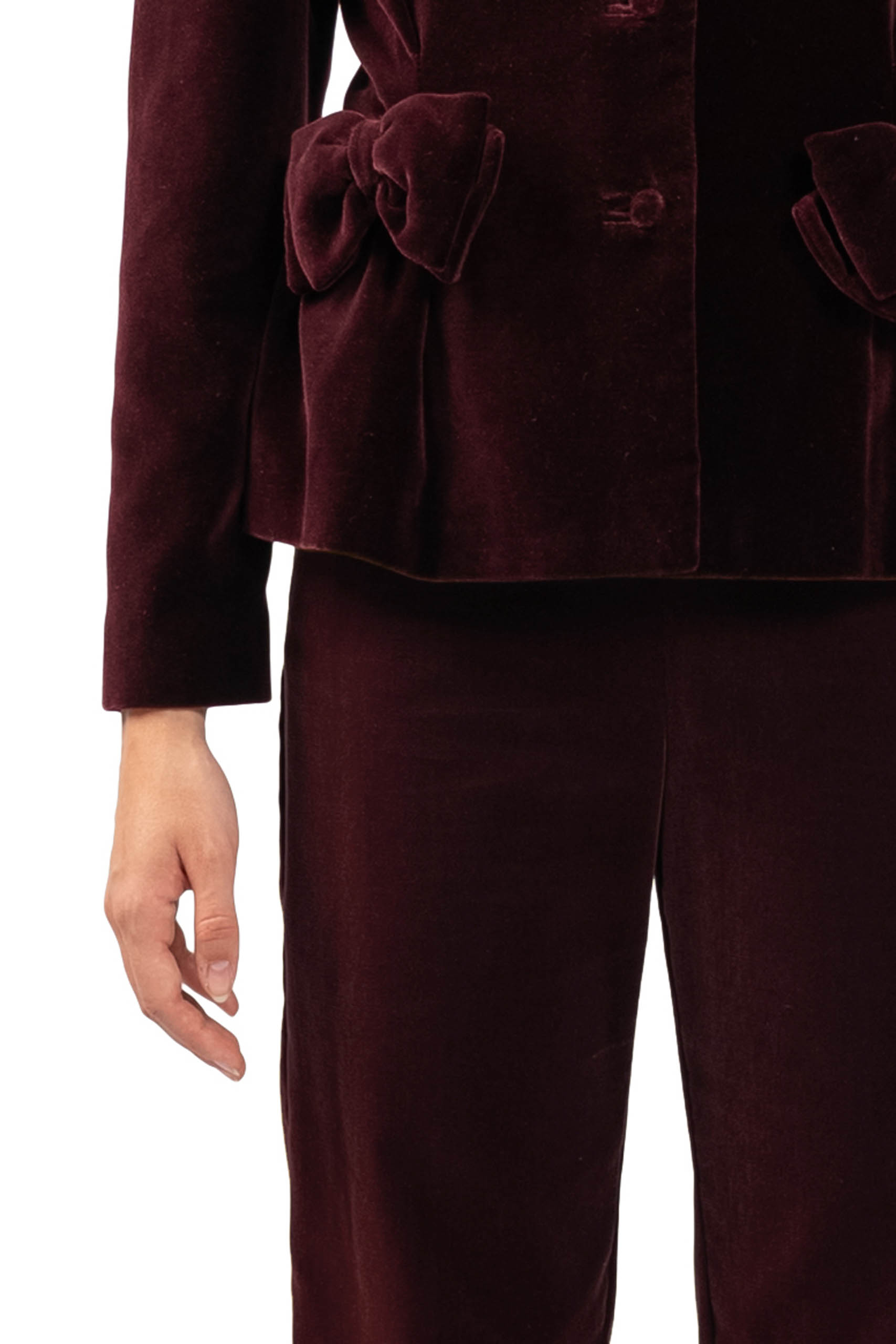Burgundy Velvet Cigarette Pants