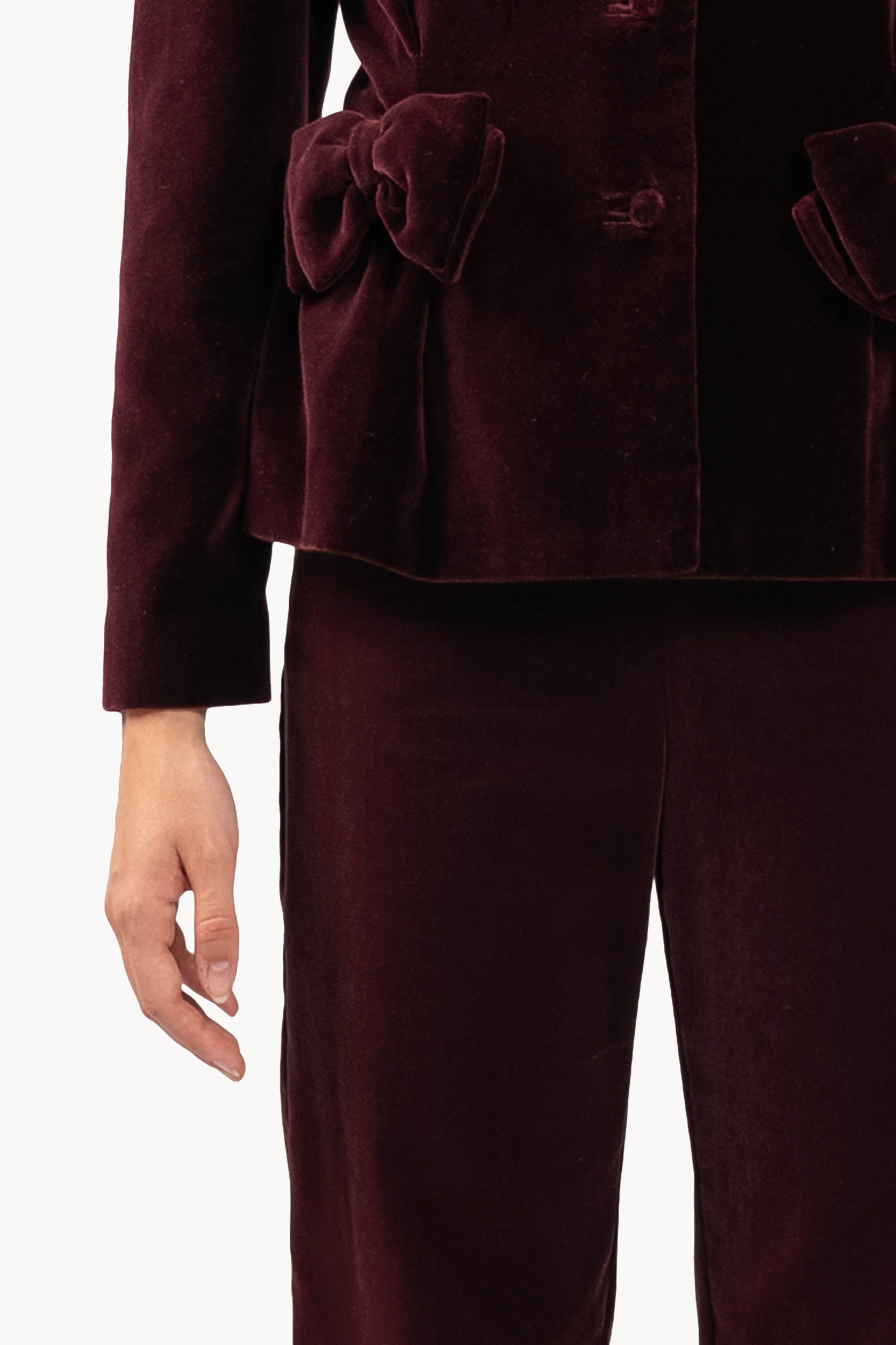 Burgundy Velvet Cigarette Pants