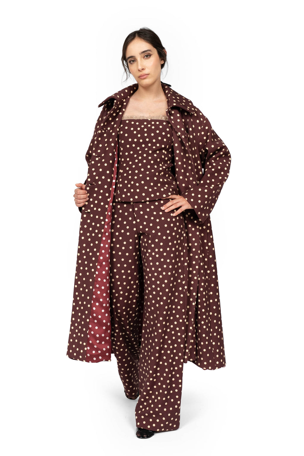 Trench Borgogna a Pois
