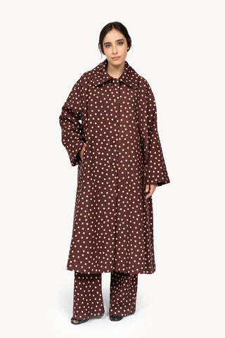 Burgundy Polka Dot Trench Coat