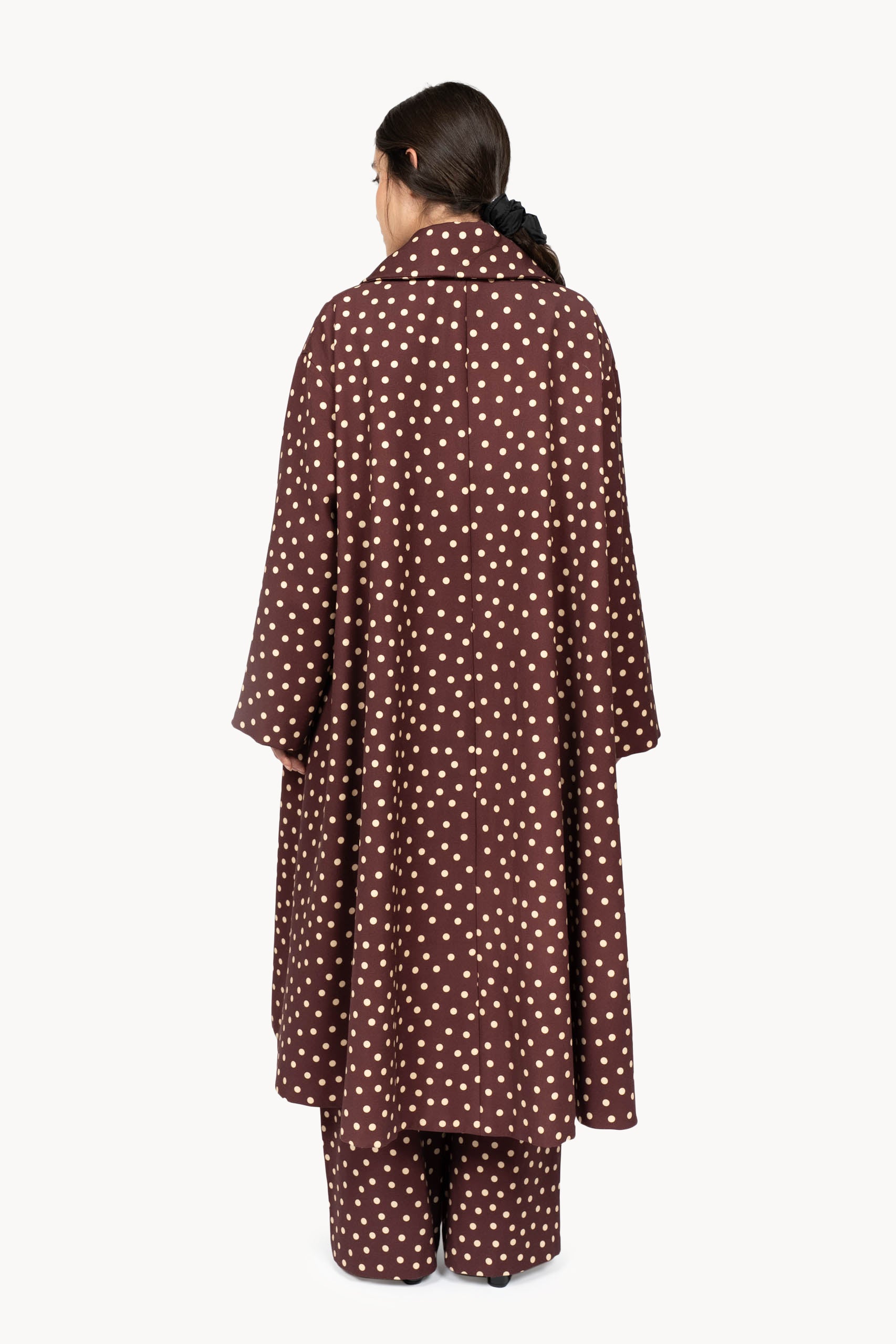 Burgundy Polka Dot Trench Coat