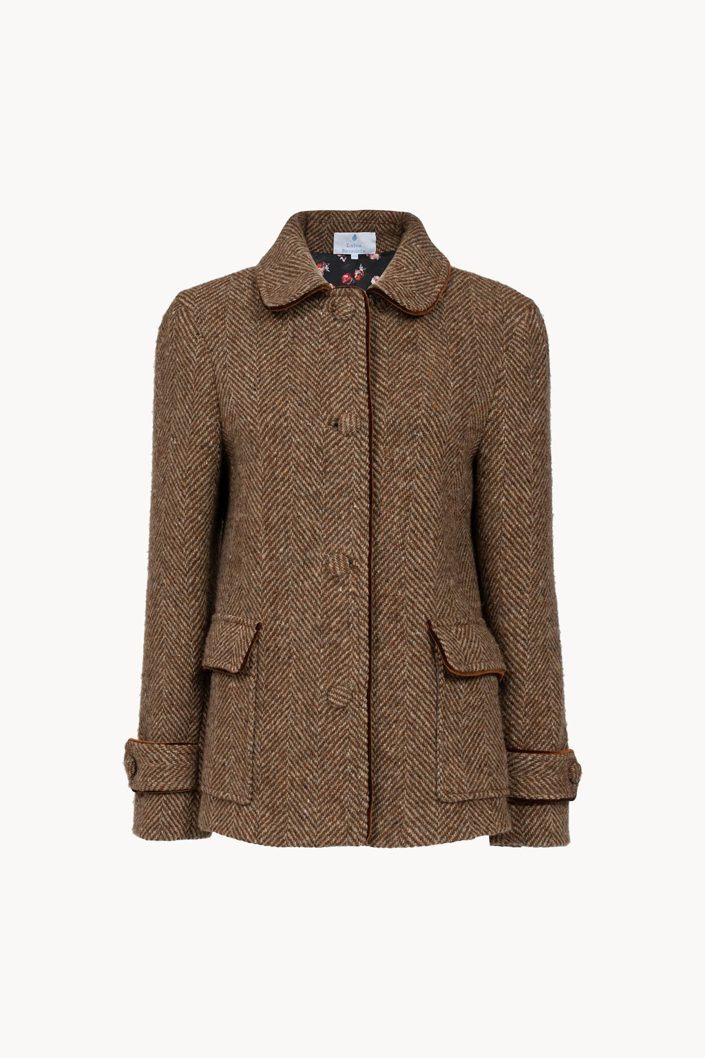 Cropped Brown Herringbone Jacket
