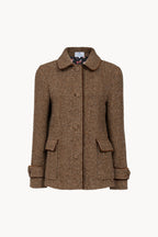 Cropped Brown Herringbone Jacket