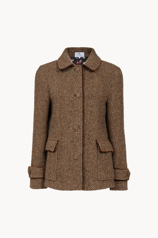 Cropped Brown Herringbone Jacket
