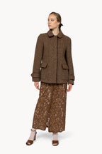 Cropped Brown Herringbone Jacket