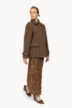 Cropped Brown Herringbone Jacket