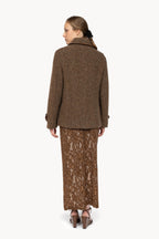 Cropped Brown Herringbone Jacket