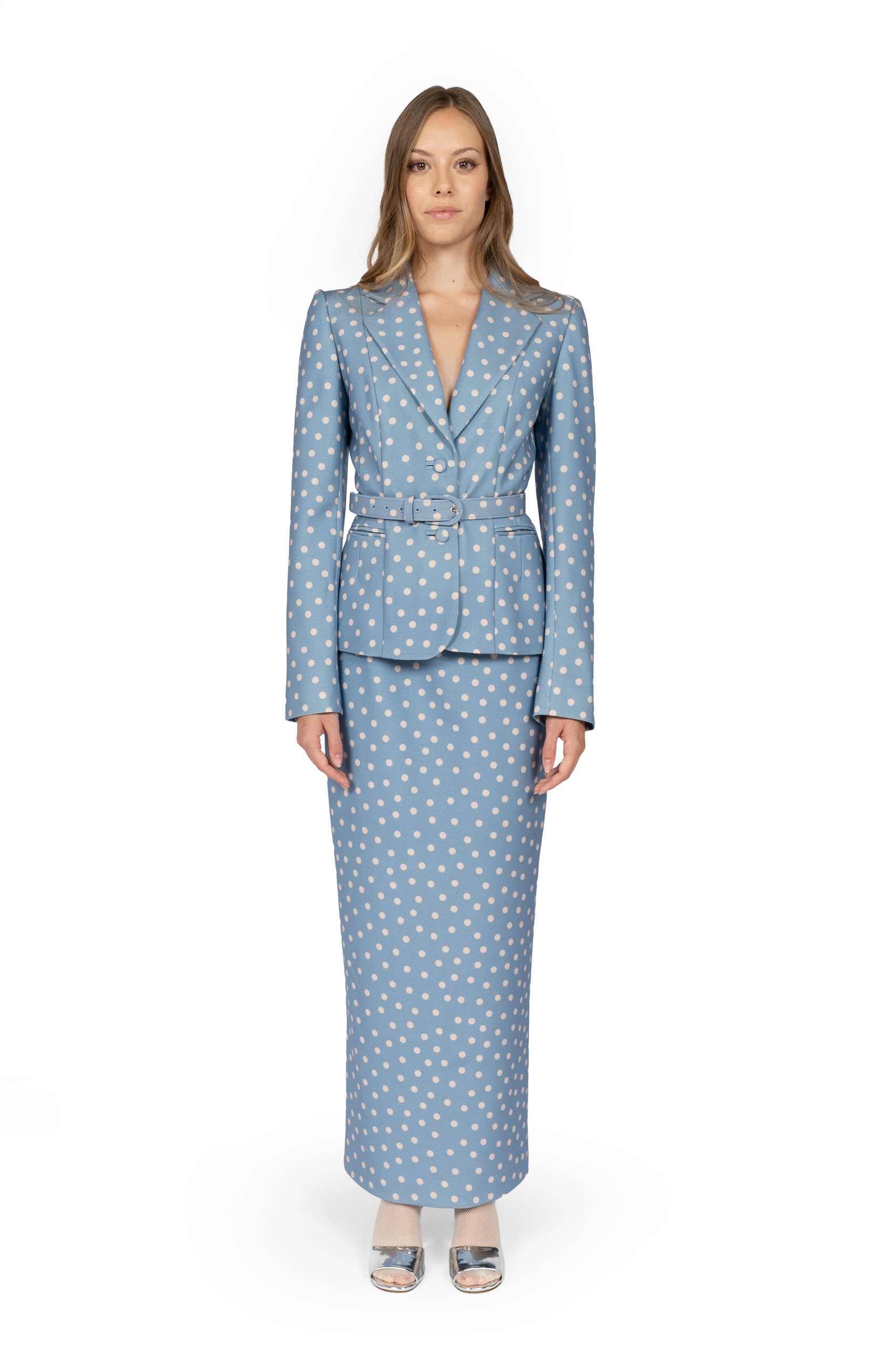 Blazer a pois azzurro chiaro