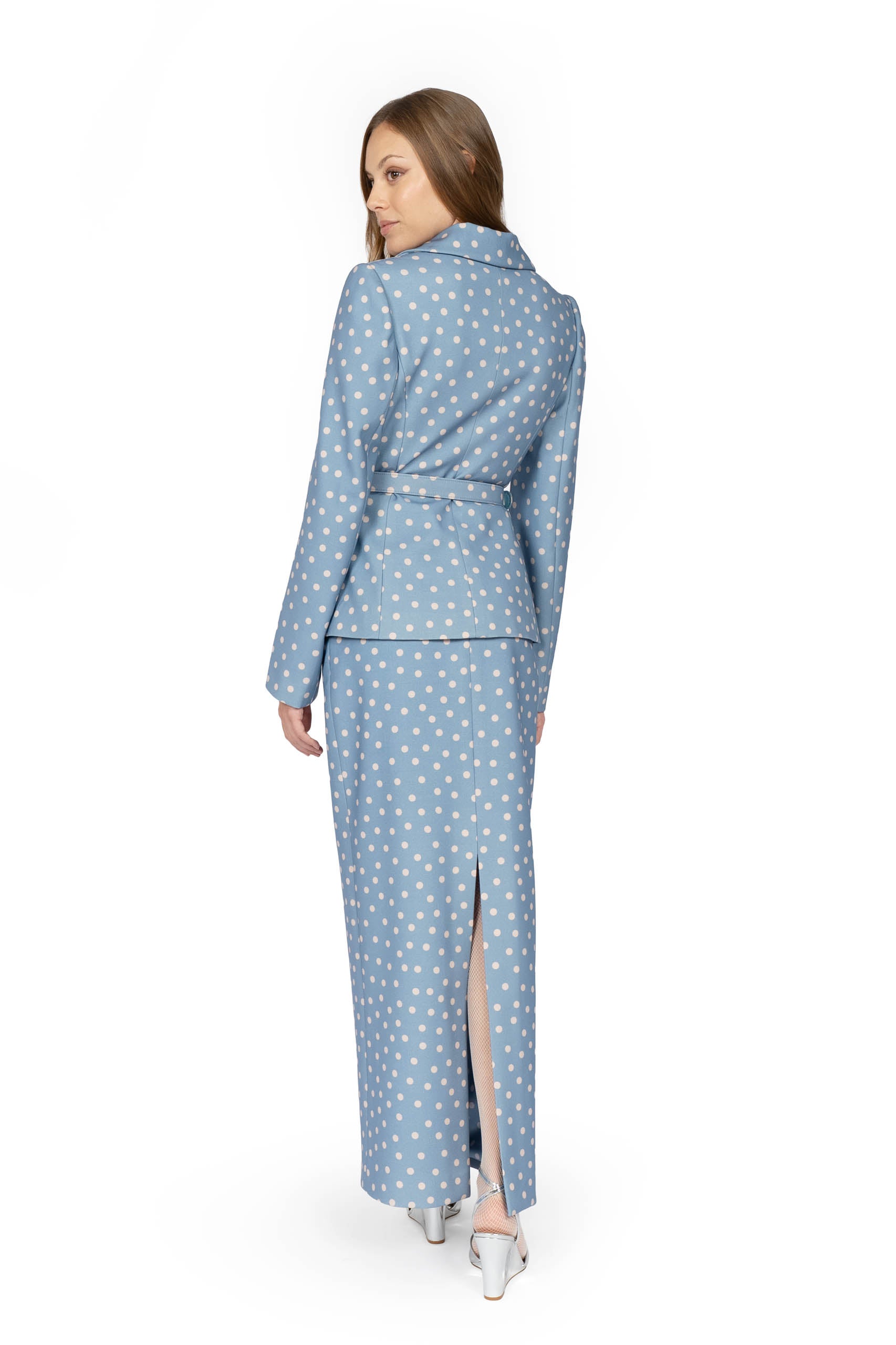 Blazer a pois azzurro chiaro