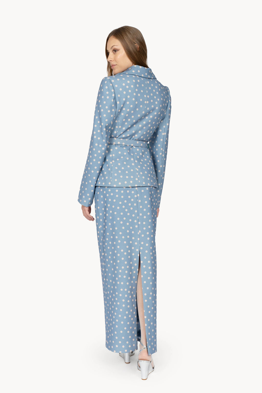 Light Blue Polka Dot Pencil Skirt