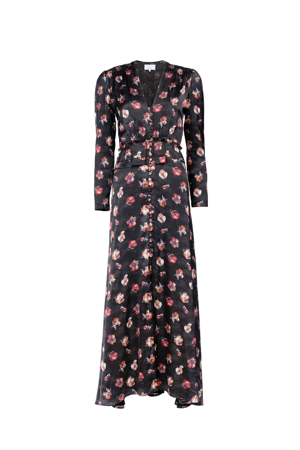 Vestito Bottoncino Nero con Fiore di Viola del Pensiero