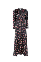 Vestito Bottoncino Nero con Fiore di Viola del Pensiero